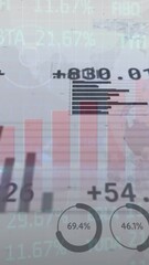 Poster - Animation of financial graphs and changing numbers on grey background