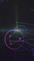 Poster - Network of digital icons against spot of light on black background