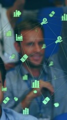 Poster - Animation of data processing over diverse business people at meeting