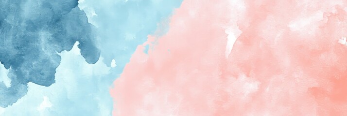 Poster - Delicate Watercolor Abstract Backdrop in Soft Coral and Blue Shades with Textured Art Design