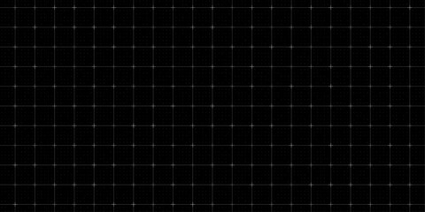 Poster - Tech pattern with square grid, cross points and digital dot matrix on black background. Futuristic user interface layout for HUD design or tech dashboard. Vector illustration.