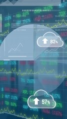 Poster - Animation of clouds with growing number and data processing globe