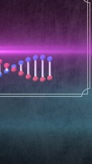 Aufkleber - Animation of rotating dna helix and red abstract pattern with glowing lens flares in background