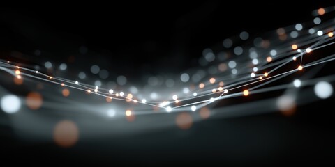 Poster - Abstract glowing network of diagonal lights on black background