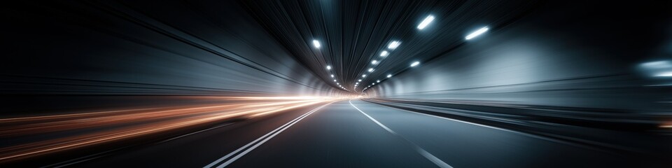 Poster - Dynamic tunnel with speeding light trails capturing motion and energy