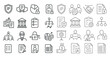 © Александр Михайлюк - Collection of icons for various business and financial concepts. The icons include a building, a person holding a briefcase, a person holding a sign, a person holding a stack of money