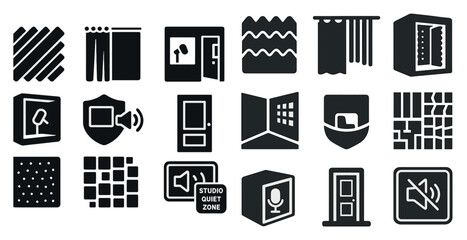 Fototapete - Collection of icons for various things such as doors, windows, and security. The icons are all black and white