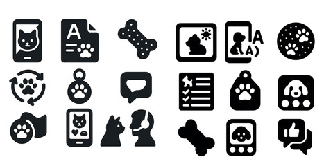 Fototapete - Cat and dog are shown in a row of icons. The cat icon is on the left and the dog icon is on the right