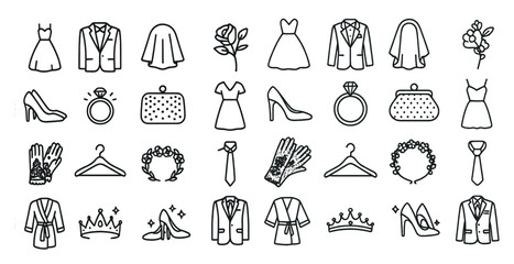 Poster - Collection of clothing and accessories, including ties, gloves, and shoes. Concept of elegance and sophistication, with the various items suggesting a formal or special occasion