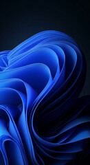 Poster - Abstract image of deep blue, flowing fabric-like forms creating a dynamic, wavy pattern.  Symbolizes movement, fluidity, and modern design, ideal for tech or artistic concepts.