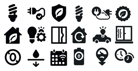 Leinwandbilder - Collection of icons for various home appliances and devices. The icons include a light bulb, a clock, a car, a house, and a window. Scene is modern and minimalist, with a focus on technology