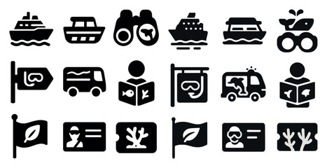 Leinwandbilder - Collection of icons for various modes of transportation and leisure activities. The icons include a boat, a car, a bus, a train, a plane, a boat, a car, a bus, a train, a plane, a boat