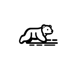 Poster - Vector Icon of a Bear in Fast Running Pose with Motion Lines for Wilderness and Speed Themes