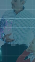 Poster - Animation of data processing over caucasian business people in office