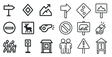 Poster - Collection of icons including a stop sign, a no parking sign, a no deer crossing sign, a no trespassing sign, a no smoking sign, a no parking sign, a no parking sign, a no parking sign, a no parking