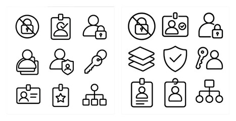Poster - Set of icons for a company logo. The icons include a key, a star, a person, and a shield
