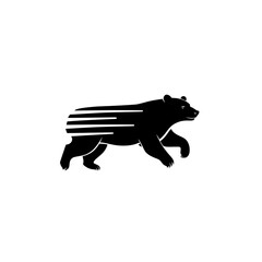 Poster - Running Bear Icon with Motion Lines in Flat Minimal Style for Wildlife and Outdoor Themes
