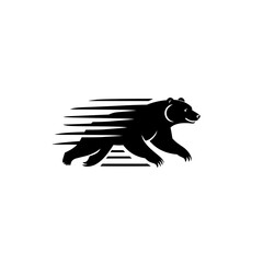 Poster - Bear Run Icon with Dynamic Speed Streaks in Modern Vector Style for Predator Animal Design