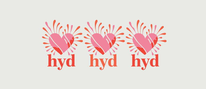 Pink hearts splash with red text design element illustration for love, valentine's day