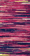 Poster - Abstract texture with horizontal pink, blue, and yellow lines, creating a glitch effect, suitable for digital art, background, or design