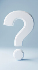 Aufkleber - White question mark, 3D render, minimalist design, clean background, simple shape, evokes curiosity, inquiry, uncertainty,  perfect for website or app