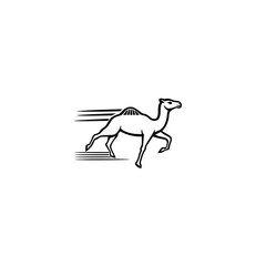 Poster - Running Camel Icon with Motion Lines in Flat Desert Style for Wildlife and Travel Illustration