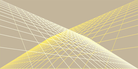 Poster - Abstract artwork showcasing intersecting yellow and white lines forming a geometric pattern against a neutral beige backdrop, representing creativity, balance,
