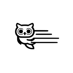 Poster - Owl Running Silhouette with Dynamic Motion Lines for Outdoor Wildlife and Bird Graphics