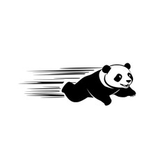 Poster - Vector Icon of Panda in Fast Running Pose with Speed Lines for Animal and Conservation Design