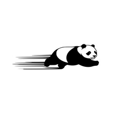Poster - Running Panda Icon with Motion Lines in Flat Vector Style for Wildlife and Nature Illustrations