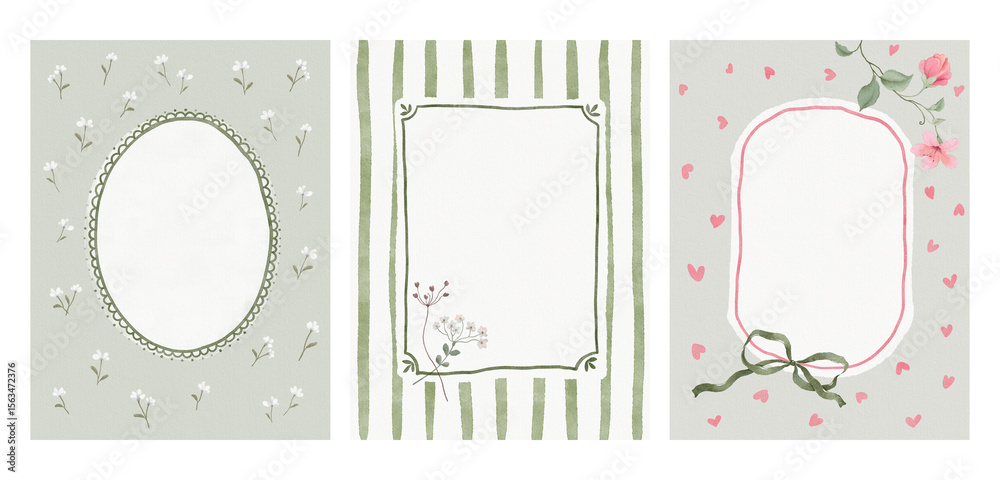 Ilustración de Stock Watercolor set of whimsy frames with branches ...