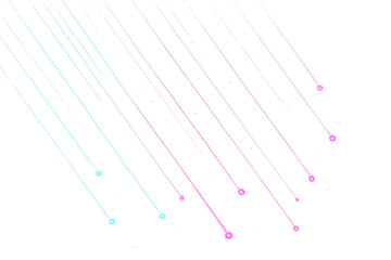 Poster - Luminous neon comet trails slicing diagonally across transparent checkerboard, generating vibrant blue and pink futuristic digital design element