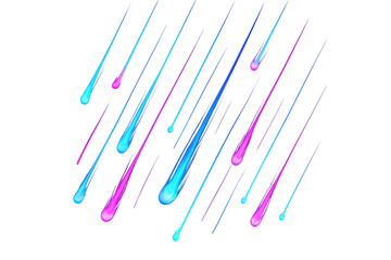 Poster - Colorful meteors streaking across transparent backdrop, vibrant blue-purple tones glowing with cosmic energy and dramatic visual impact