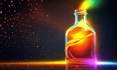 Poster - Abstract bottle with vibrant colors and light trails