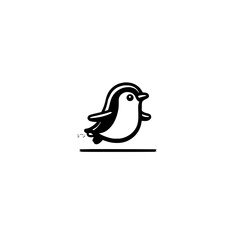 Poster - Penguin Running Silhouette with Dynamic Motion Lines for Cold Climate Animal and Nature Graphics