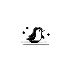 Poster - Vector Icon of Penguin in Fast Running Pose with Speed Lines for Bird and Arctic Wildlife Design