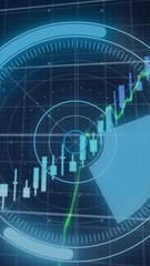 Poster - Global business data processed on a grid interface with a black background.