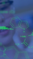 Poster - Animation of molecular structure and computer language and caucasian scientist with molecule model