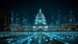 © Afsana - financial data, government building. A futuristic view of the Capitol building with blue data streams, symbolizing technology and governance at night.