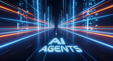 Poster - Futuristic ai agents concept illustrating artificial intelligence and technological advancements