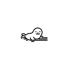 Poster - Vector Icon of Seal in Fast Running Pose with Speed Lines for Marine Mammal and Nature Design Concepts