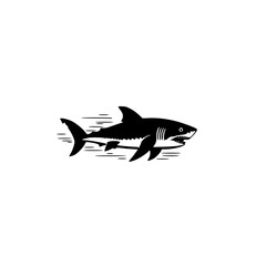 Poster - Fast Swimming Shark Icon with Motion Lines in Flat Vector Style for Ocean Wildlife and Marine Illustrations