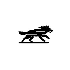 Poster - Running Wolf Icon with Motion Lines in Flat Vector Style for Wildlife and Forest Animal Illustrations