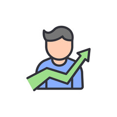 Poster - Icon Depicting A Person With Growing Arrow Symbolizing Success