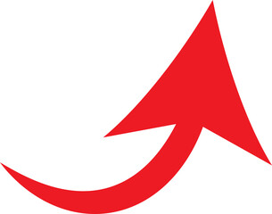 Poster - Red arrow pointing upwards and to the right on a white background