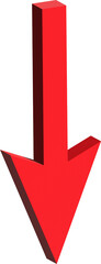 Poster - A bold red three dimensional arrow pointing downwards isolated on white