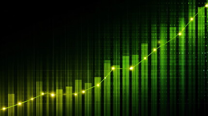 Poster - Green graph line rising on bar chart. Stock market price growth, financial profit success in investment business.	