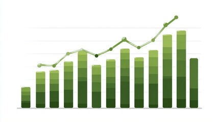 Poster - Green graph line rising on bar chart. Stock market price growth, financial profit success in investment business.	