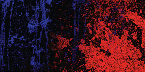 Aufkleber - Abstract expressionist artwork featuring splattered paint in complementary blue and red hues against a dark black backdrop perfect for graphic design