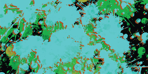 Aufkleber - Abstract expressionist artwork with splattered paint splashes in various colors against a black background perfect for modern decorative design and creative projects